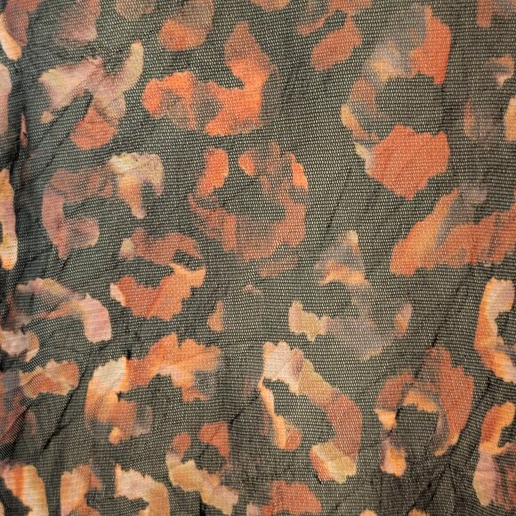 Lisa Bayne Sz M Animal Print Semi Sheer Crinkle Mesh Asymmetric Lagenlook Dress - Picture 9 of 12